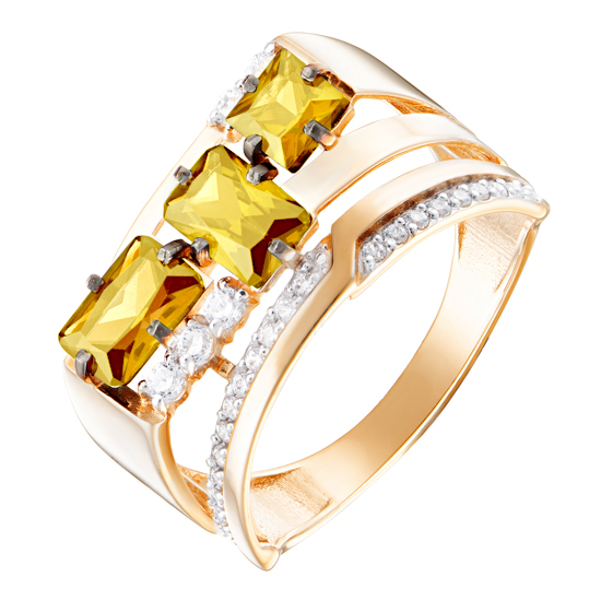 Кольцо, золото, цитрин, кл4132-6-01